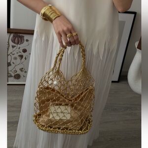 EVANA CHEUNG Golden grid bag
